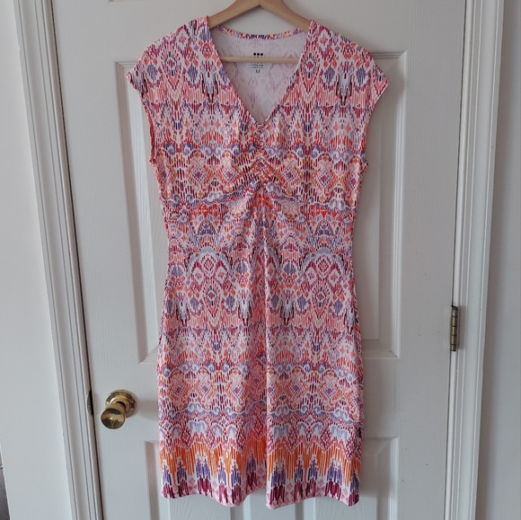 Title nine Dresses & Skirts - Title Nine Orange Purple Starfish Ikat Stretch Daring Dress Size Medium